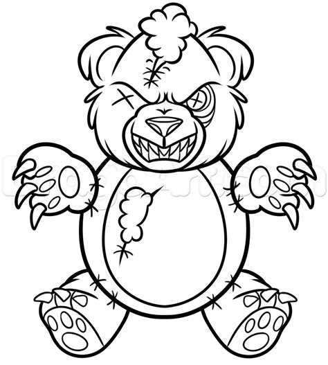 teddy bear coloring page|scary teddy bear coloring page.